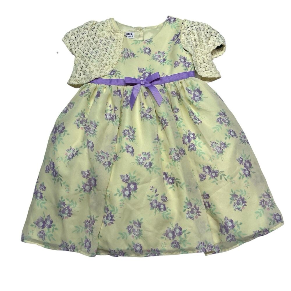 Blueberi Boulevard Yellow Floral Dress With Shawl Wedding Size 3T